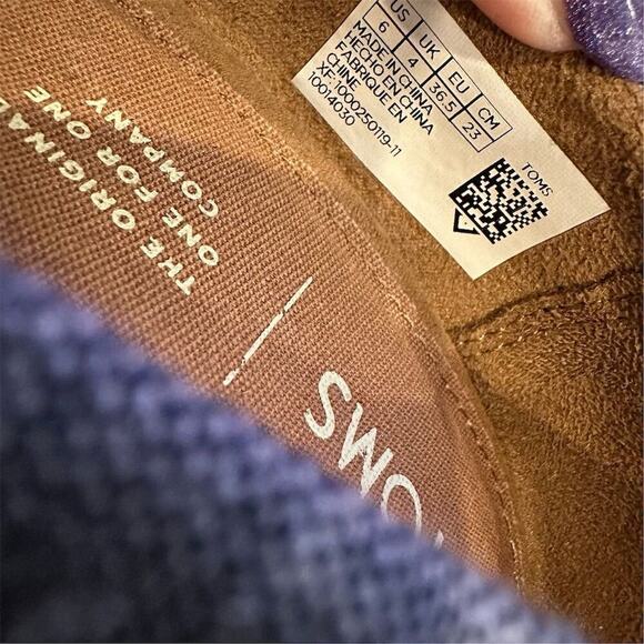 TOMS Women's Blue Chambray Wedge Slip-On Peep Toe Heels Casual size 6 - Picture 10 of 12